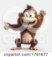 Poster, Art Print Of 3d Cute Monkey On A Shaded Background