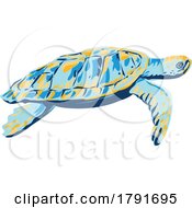 Poster, Art Print Of Loggerhead Sea Turtle Side View Wpa Poster Art