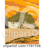 Poster, Art Print Of Tsusiat Falls On West Coast Trail In Pacific Rim National Park Reserve British Columbia Canada Wpa Poster Art