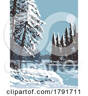 Poster, Art Print Of Lake Waskesiu In Prince Albert National Park During Winter In Saskatchewan Canada Wpa Poster Art