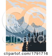 Jasper National Park In The Canadian Rocky Mountains In Alberta Canada WPA Poster Art