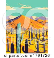 Poster, Art Print Of Cacti In Saguaro National Park Pima County Arizona Wpa Poster Art