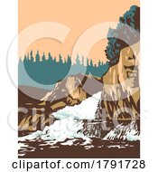 Cascade River Falls In Pukaskwa National Park Northern Ontario Canada WPA Poster Art