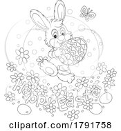 Poster, Art Print Of Cartoon Black And White Easter Rabbit
