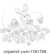 Poster, Art Print Of Cartoon Black And White Easter Rabbit