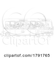 Poster, Art Print Of Cartoon Black And White People On A Public Bus