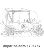 Poster, Art Print Of Cartoon Black And White Antique Car