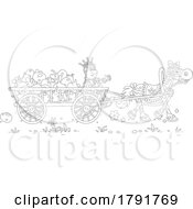 Cartoon Black And White King In A Wagon With Turnips