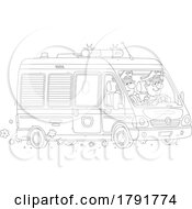 Cartoon Black And White Police Van