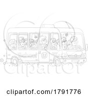Poster, Art Print Of Cartoon Black And White School Bus
