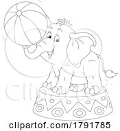 Poster, Art Print Of Cartoon Black And White Elephant With A Ball