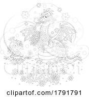 Poster, Art Print Of Cartoon Black And White Dragon Happy Birthday Greeting