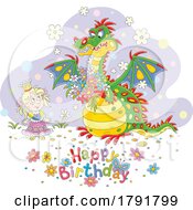 Poster, Art Print Of Cartoon Dragon Happy Birthday Greeting