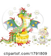 Poster, Art Print Of Cartoon Princess And Dragon
