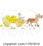 Poster, Art Print Of Cartoon King In A Wagon With Turnips