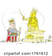 Poster, Art Print Of Cartoon King With His Golden Statue