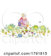 Poster, Art Print Of Cartoon Woman Watering Her Vegetable Garden