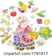 Cartoon Woman With Soup Ingredients