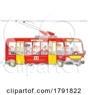 Poster, Art Print Of Cartoon People On A Tram