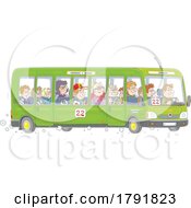 Poster, Art Print Of Cartoon People On A Public Bus