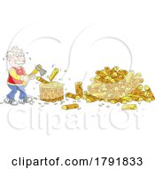05/02/2023 - Cartoon Senior Man Chopping Firewood