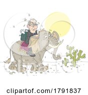 Poster, Art Print Of Cartoon Tired Politician Riding An Elephant In A Desert