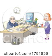 Poster, Art Print Of Cartoon Assistant Serving Her Boss Tea Or Coffee