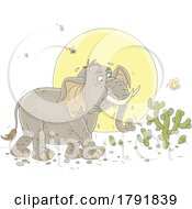 Cartoon Elephant In A Desert by Alex Bannykh