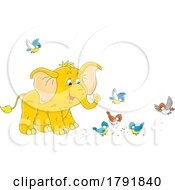Poster, Art Print Of Cartoon Elephant And Birds