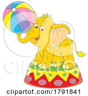 Poster, Art Print Of Cartoon Elephant With A Ball