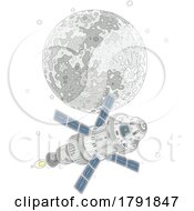 Poster, Art Print Of Cartoon Satellite And The Moon