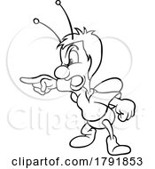 Cartoon Beetle Pointing Black And White