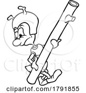 Poster, Art Print Of Cartoon Ant Carrying A Stem Black And White