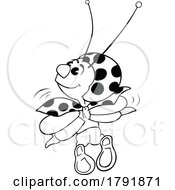 Poster, Art Print Of Cartoon Black And White Ladybug