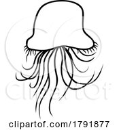 Poster, Art Print Of Cartoon Black And White Jellyfish