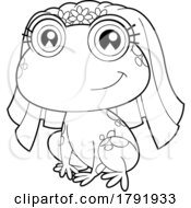 Cartoon Black And White Frog Bride