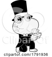 Cartoon Black And White Frog Proposing