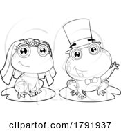 Poster, Art Print Of Cartoon Black And White Frog Bride And Groom