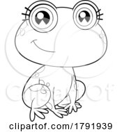 Cartoon Black And White Pretty Female Frog