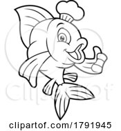 Poster, Art Print Of Cartoon Black And White Chef Goldfish Giving A Thumb Up
