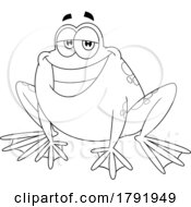 Cartoon Black And White Frog Grinning