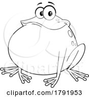 Poster, Art Print Of Cartoon Black And White Chubby Frog