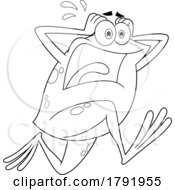 Cartoon Black And White Frog Screaming And Running