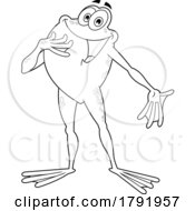 Cartoon Black And White Frog Gesturing