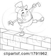 Cartoon Black And White Humpty Dumpty Dancing On A Wall