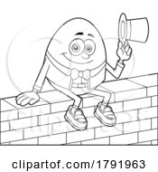 Cartoon Black And White Humpty Dumpty Sitting On A Wall