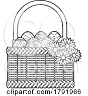 Easter Basket With Eggs And Sunflowers