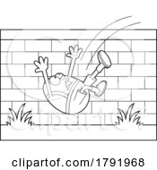 Cartoon Black And White Humpty Dumpty Falling Off A Wall