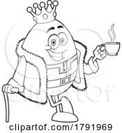 Cartoon Black And White Humpty Dumpty Egg King Holding Coffee by Hit Toon