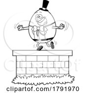 Cartoon Black And White Humpty Dumpty On A Wall